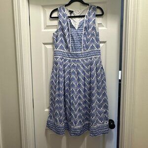 Talbots Size 8 Blue Print Dress